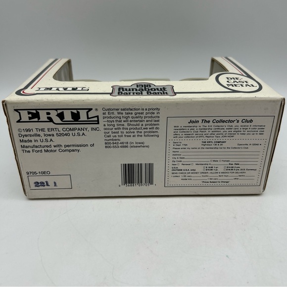 ERTL Ford Runabout 1918 Agway 1/25 Scale Barrel Truck Bank Die Cast Metal 1991 - Picture 12 of 14